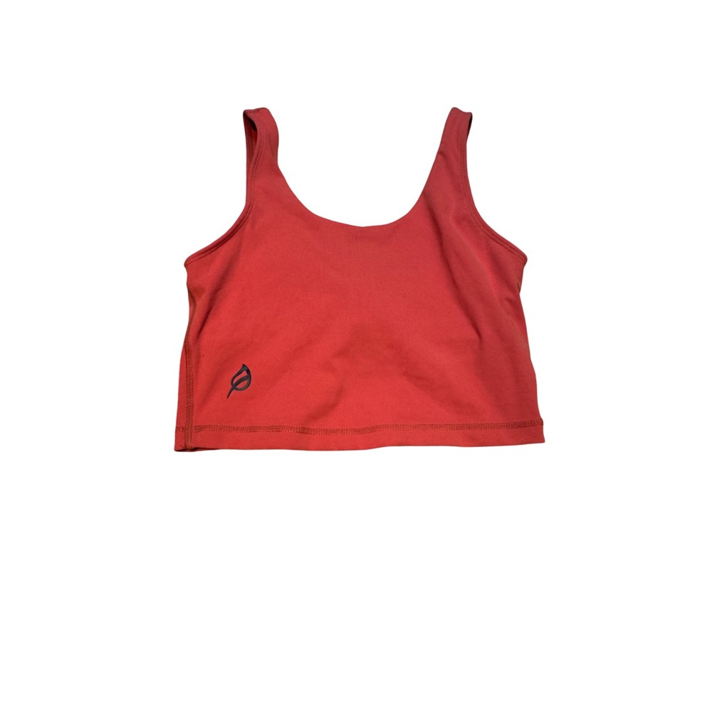 Ptula Womens Activewear Crop Tank Top Red Orange Scoop Neck Athletic Size XS‎